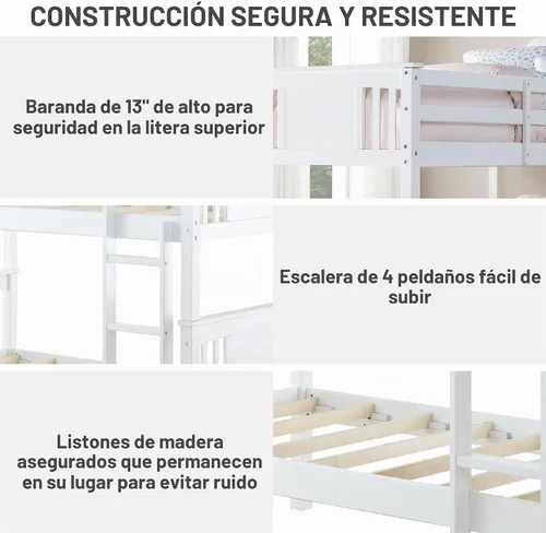 Vista 4 de Dorel Living Dylan - cama litera, individual, Madera, Blanco Espresso