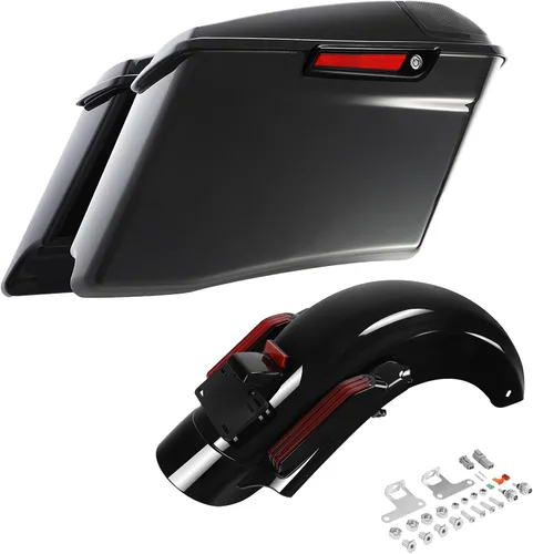 Vista 20 de TCMT Alforjas duras y forros para alfombra + luz LED para guardabarros traseros para Harley 2014-2024 Touring Road King Road Glide Street Glide