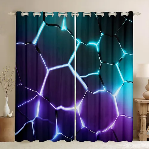 Vista 10 de Cortinas opacas con estampado de panal de abeja verde (30% -50%) con patrón hexagonal para ventana, cortina geométrica de colmena para dormitorio