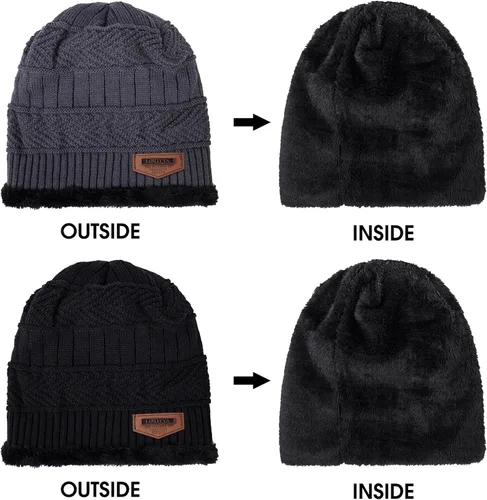 Vista 49 de Loritta Gorro de invierno cálido de punto grueso y holgado para hombre