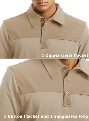 Vista 5 de MAGNIVIT Polo de manga corta para hombre, de secado rápido, militar, táctico, sin botones