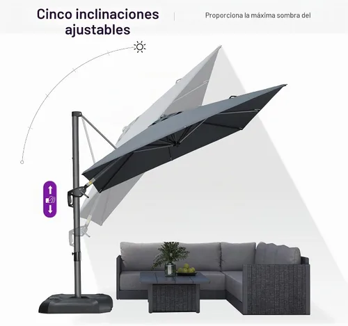 Vista 707 de PURPLE LEAF Paraguas al aire libre con base 8' x 8' protección solar verde Manzana Verde (Apple Green)