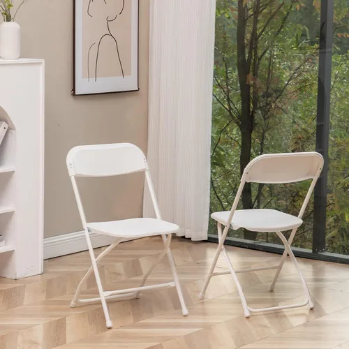 Vista 9 de BTEXPERT Silla Plegable de Plástico Blanco con Marco de Acero, Silla Comercial de Alta Capacidad para Eventos, Ligera, Set para Oficina, Boda