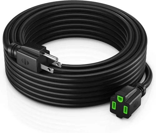 Vista 9 de Maximm Cable de extensión 12/3 de 0.9 pies, paquete de 2 12 AWG, negro, 1 salida resistente para interiores SJTW ETL, cable de alimentación