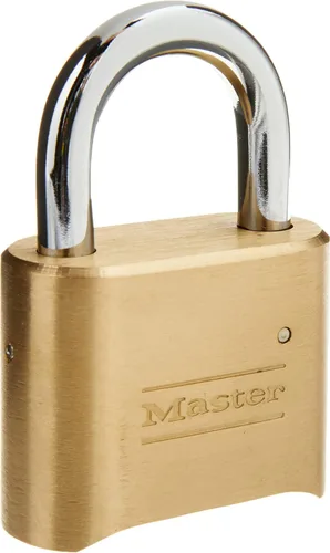 Vista 10 de Master Lock Candado de combinación de latón para uso en interiores y exteriores con combinación reajustable para casillero de gimnasio, puerta