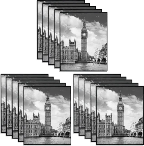 Vista 9 de GOmaize - Marco de fotos negro de carga frontal de 10 x 15 cm, juego de 10, para montaje en pared o mesa