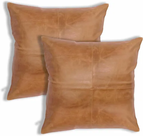 Vista 86 de Funda de almohada de cuero de cordero 100% cuero de cordero – Funda de cojín para sofá – Fundas decorativas para sala de estar y dormitorio, cuero