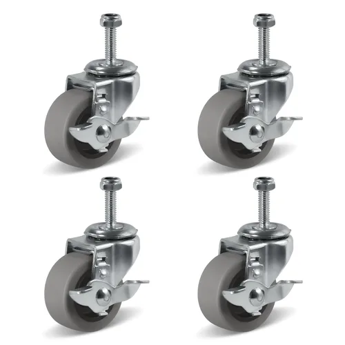 Vista 31 de Ruedas resistentes de 3 pulgadas, ruedas giratorias con frenos, ruedas de placa con rueda de goma para muebles, plataforma, camión, carrito