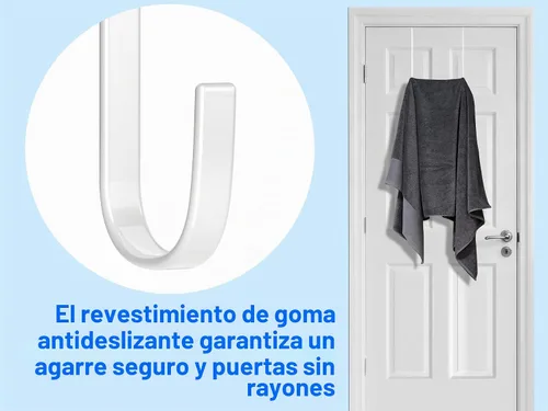 Vista 4 de Ganchos de acero largos individuales para puerta, paquete de 4