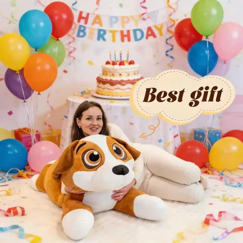 Vista 6 de Animales de peluche grandes para perros, peluches grandes para cachorros, juguetes de peluche gigantes para cachorros de 39", animales de peluche