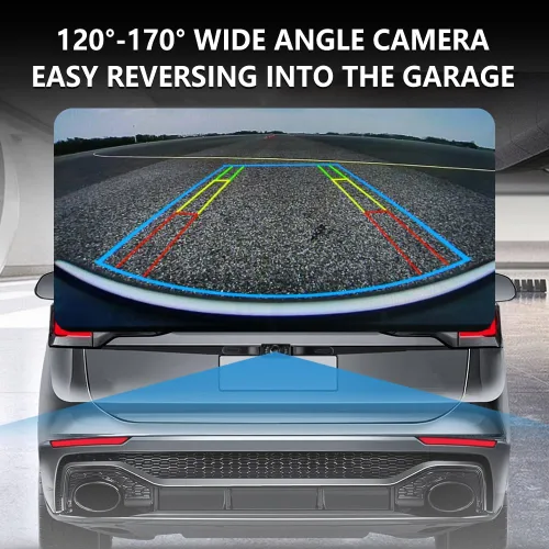Vista 4 de Cámara de respaldo para automóviles con 8 luces, cámara de respaldo de visión nocturna SD de placa de matrícula con ángulo amplio de 170°, cámara