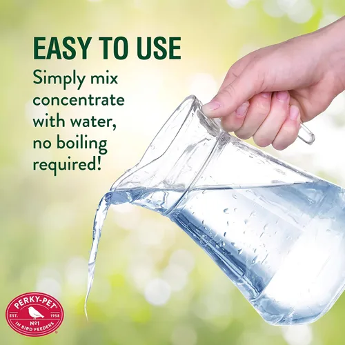 Vista 5 de Perky-Pet – Néctar concentrado transparente para colibrí Makes 96 fl oz Ready-to-Use Hummingbird Feed for Wild Bird Feeders, 100% Sucrose Formula