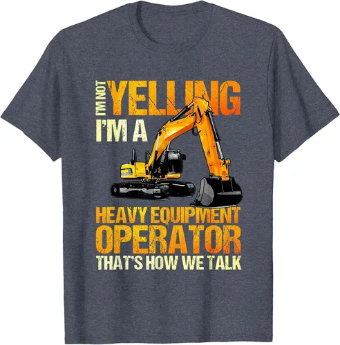 Vista 22 de Camiseta de la retroexcavadora de la construcción del operador del equipo pesado Asphalt Grey