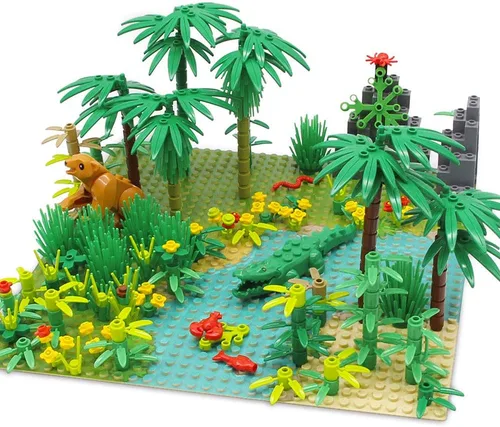 Vista 2 de Bloques de construcción de árboles de selva tropical con 2 placas base