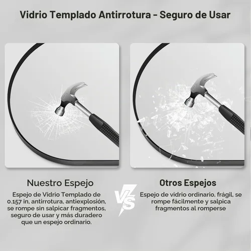 Vista 5 de Espejo arqueado negro de 16" x 20", espejo de pared para baño con arco, espejo de tocador de baño con marco de metal y parte superior arqueada