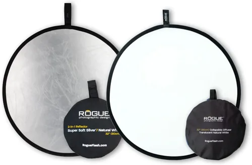 Vista 9 de Rogue Reflector plegable 2 en 1 - Super Soft Silver / Natural White 20x40" a softer more diffuse light than shiny silver reflectors