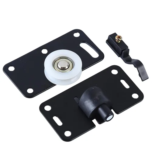 Vista 4 de Juego de 2 poleas de puerta corredera de gabinete, componente de hardware de rodillo, rueda inferior de nailon silenciosa con poleas de interruptor