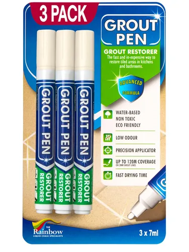 Vista 14 de Grout Pen - Marcador de pintura de lechada para azulejos blancos, punta estrecha de 0.197 pulgadas (0.2 fl oz), paquete de 3