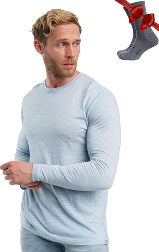 Vista 15 de 100% Merino Wool Base Layer Mens - Long Sleeve Thermal Shirts with Socks .320 negro