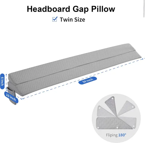 Vista 3 de EUHAMS Almohada de Cuña para Cama Tamaño Twin - Relleno de Hueco de Cama Cuña de Colchón Almohada de Cabecera - Llena el Hueco (0-7") Entre