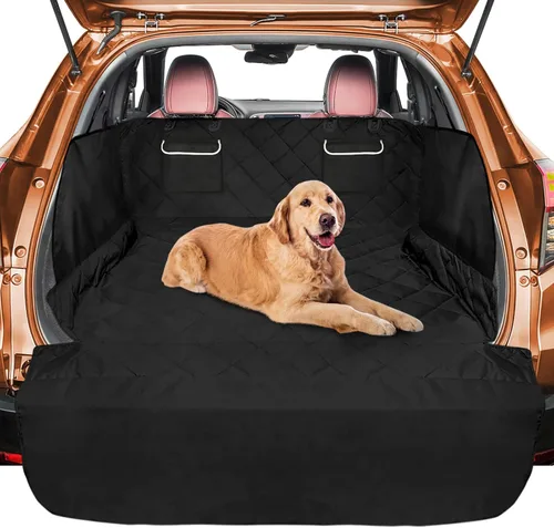 Vista 10 de Forro de carga SUV para perros con paredes laterales, cubierta de carga resistente para SUV Water Resistant, Bumper Flap, Non-Slip Trunk Mat, Rear