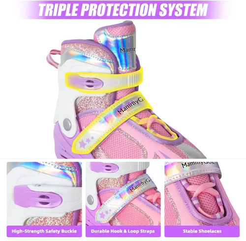 Vista 42 de MammyGol Patines en línea ajustables para niños y niñas, patines con ruedas iluminadas de 4 a 16 años