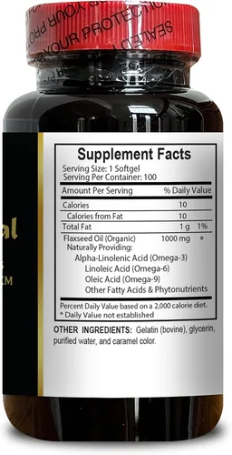 Vista 4 de Flaxseed Oil Softgels 1000 mg – Immunity & Wellness Support, Rich Omega Fatty Acids, Supports Skin Hydration & Cognitive Function - 2 Bottles 200
