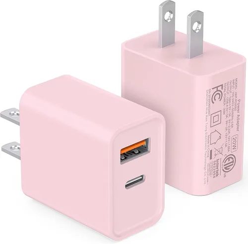 Vista 22 de [Paquete de 2] Adaptador de doble puerto de carga rápida USB C de 20 W Blanco