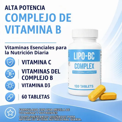 Vista 3 de Legere Lipo-BC B-Complex Pastillas Lipotrópicas, 120 Tabletas