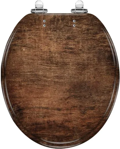 Vista 12 de Asiento de inodoro redondo con hermoso plato de madera de cedro, asiento de inodoro de resina con tapa de cierre silencioso lento con bisagras