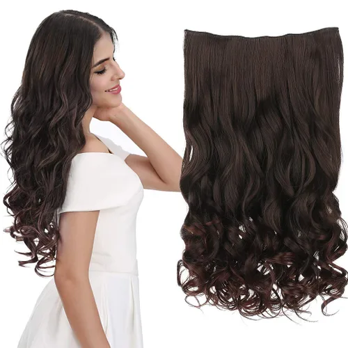 Vista 17 de REECHO Extensiones de cabello rubio, extensiones de una pieza con clip de 20" para mujer, extensiones de cabello sintético suave y natural con ondas