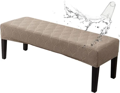 Vista 18 de Genina Fundas impermeables para banco de comedor, protector de asiento de banco de jacquard elástico, funda de banco rectangular para dormitorios