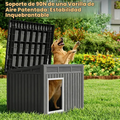 Vista 3 de Fancyango Casa grande para perros para interiores y exteriores, resistente a la intemperie y techo extraíble, se adapta a perros pequeños a grandes