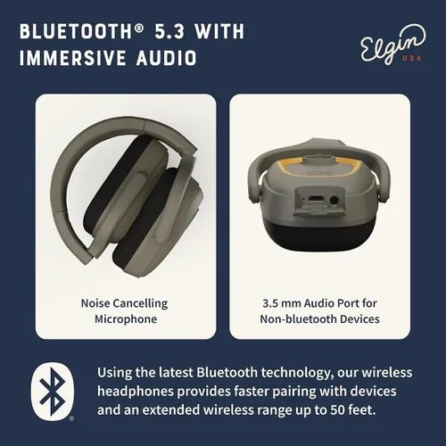 Vista 6 de Elgin Rampage - Auriculares Bluetooth de protección auditiva, compatibles con OSHA, 25 dB NRR, micrófono de aislamiento de ruido, batería de más
