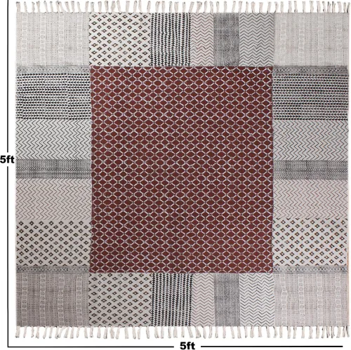 Vista 3 de Runner - Alfombra de área de algodón marrón de 2.6 x 8 pulgadas, alfombra geométrica Kilim para interiores y exteriores, alfombra de tejido plano