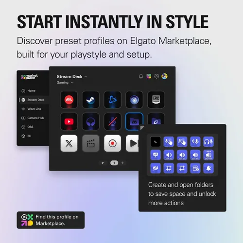 Vista 6 de Elgato Stream Deck Teclas de tijera—Controlador de flujo de trabajo con teclas macro personalizables para OBS, Twitch, Discord, Teams, Photoshop
