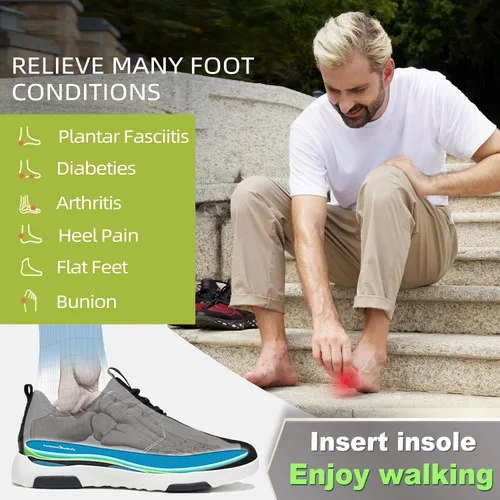 Vista 6 de OrthoComfoot Plantillas ortopédicas para fascitis plantar, cómodas inserciones de soporte de arco alto para mujeres y hombres, más de 220 libras