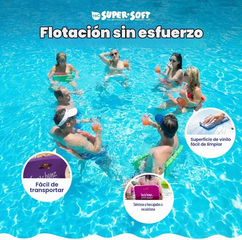 Vista 4 de TRC Recreation Lazy Bunz - Flotador de espuma para piscina para adultos y niños, tumbona para piscina, lago, río y playa esenciales Azul Bahama