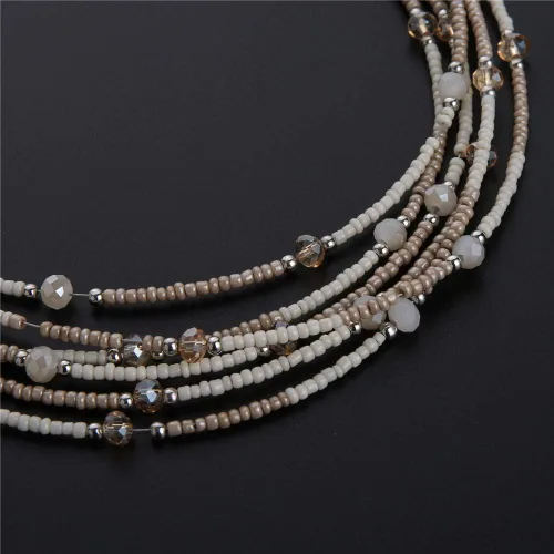 Vista 4 de Collar a capas con cristal para mujer, gargantilla con cadena de plata gruesa, regalo de cumpleaños para mujer