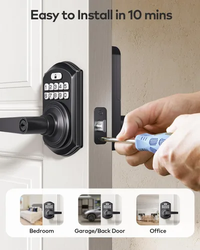 Vista 8 de TEEHO TE004 Cerradura de puerta con teclado de entrada sin llave con asa, cerradura electrónica digital inteligente para puerta