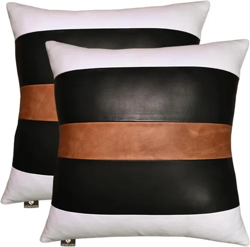 Vista 129 de Funda de almohada de cuero de cordero 100% cuero de cordero – Funda de cojín para sofá – Fundas decorativas para sala de estar y dormitorio, cuero