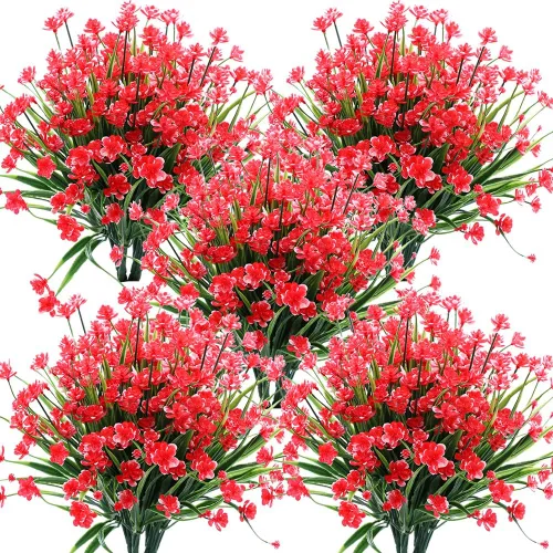 Vista 11 de Flores artificiales, 8 paquetes de plantas artificiales para exteriores, resistentes a los rayos UV, plantas artificiales, arbustos para interiores