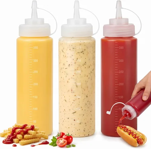 Vista 13 de OAMCEG Botellas exprimibles de condimentos de 8 onzas, paquete de 4