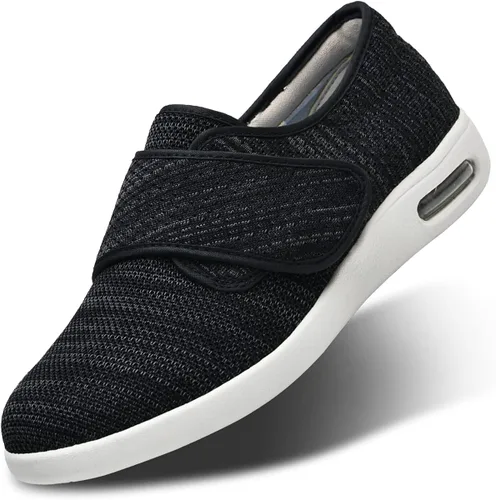 Vista 7 de Zapatos diabéticos para mujer, ancho extra ancho, malla transpirable, correa ajustable, tenis para caminar al aire libre, soporte para pies