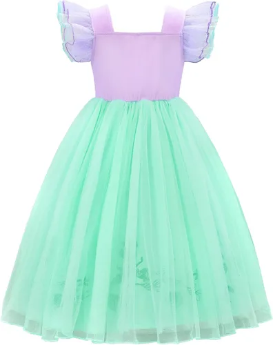 Vista 2 de JerrisApparel Disfraz de Sirenita para niñas, vestido de princesa, cosplay, juego de rol, accesorios