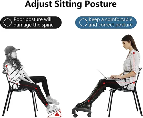 Vista 8 de Reposapiés, reposapiés para debajo del escritorio, taburete ergonómico de lactancia con ruedas, alivia la presión para relajación de pies y masaje