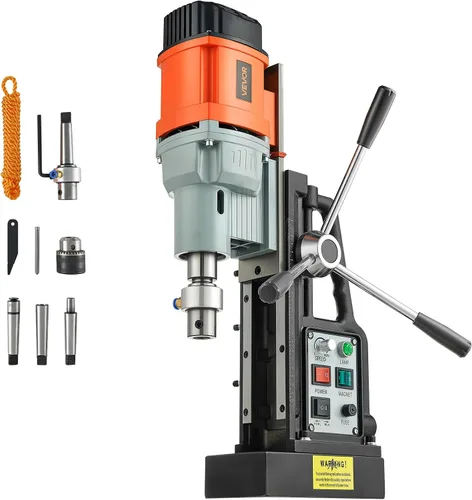 Vista 10 de VEVOR Taladradora Magnética de Prensa, 1300W Diámetro de Taladro de 3.99 cm, Taladradora Magnética Portátil de 2922 lbf de Potencia, 810 RPM, 11
