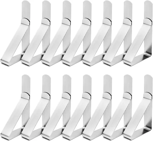 Vista 13 de Paquete de 12 clips para mantel, clips para mantel de picnic, abrazaderas de acero inoxidable, clips de mesa para restaurante, picnic, carpas 12
