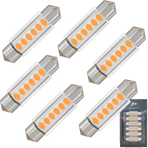 Vista 8 de Bombilla LED Festoon C5W de 38mm 39mm DE3425 DE3423 Bombillas LED Ámbar Amarillo Festoon 6418 6411 6423 Bombilla LED DC 12V para Luces Interiores