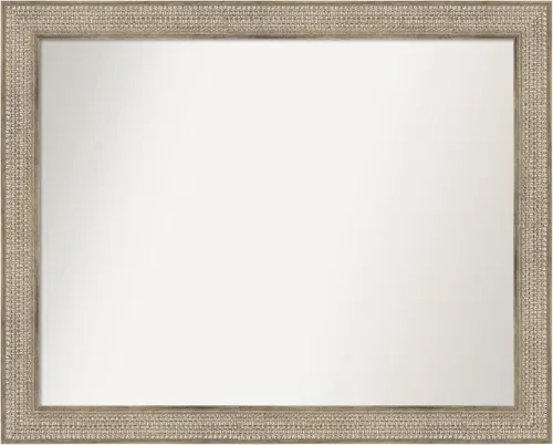 Vista 256 de Amanti Art Espejo de baño plateado para sobre fregadero, 26 x 26 pulgadas, espejo cuadrado de níquel pulido, marco de madera tradicional mediano, se